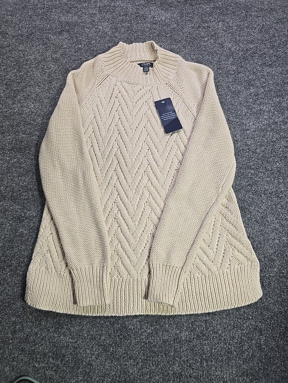 CHAPS M Sweater. Multi Cream.  Pullover. Cotton EUC Caboe Knit New With Tags